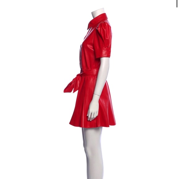 NWT Alice & Olivia Red Vegan Leather Dress - Size 2 - Picture 2 of 5